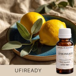 Skórka cytryny na talerzu z liściem obok.