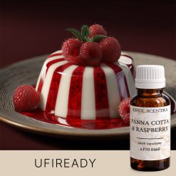 Panna cotta z malinami na talerzu, AF70 0460