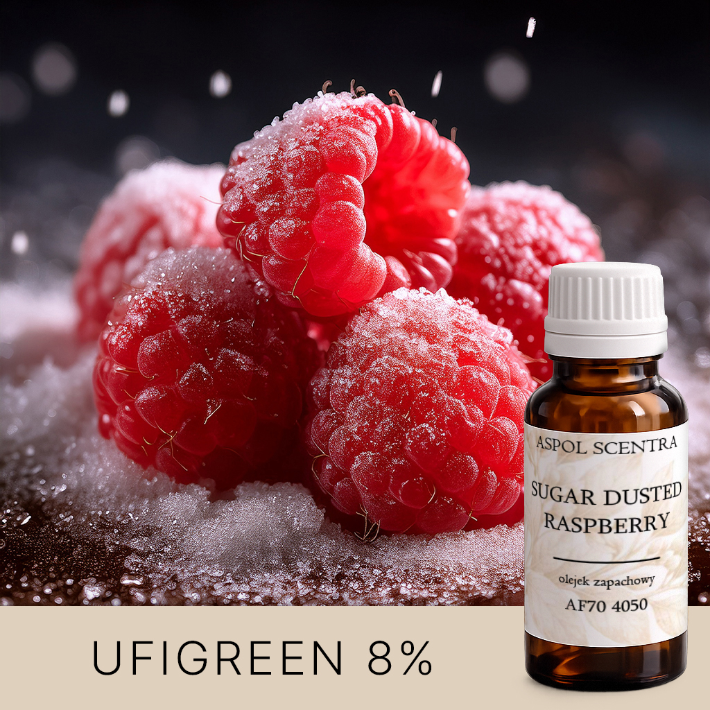 Soczyste, czerwone maliny oprószone cukrem, ustawione na ciemnym tle - AF70 4050