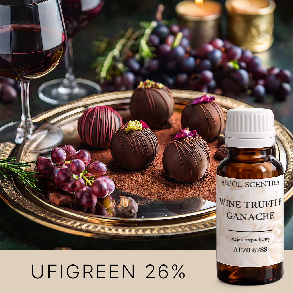 Czekoladowe pralinki na ozdobnej tacy, otoczone winogronami i czerwonym winem. - AF70 6788