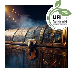 Ozdobna, zamknięta skrzynia z metalu, z której unosi się tajemniczy dym i iskry. - AF70 02951