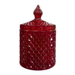 K10 001 czerwony - pojemnik szklany z pokrywką