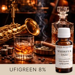 Szklanka whisky z lodem, cygaro i saksofon w klimatycznym, przyciemnionym wnętrzu