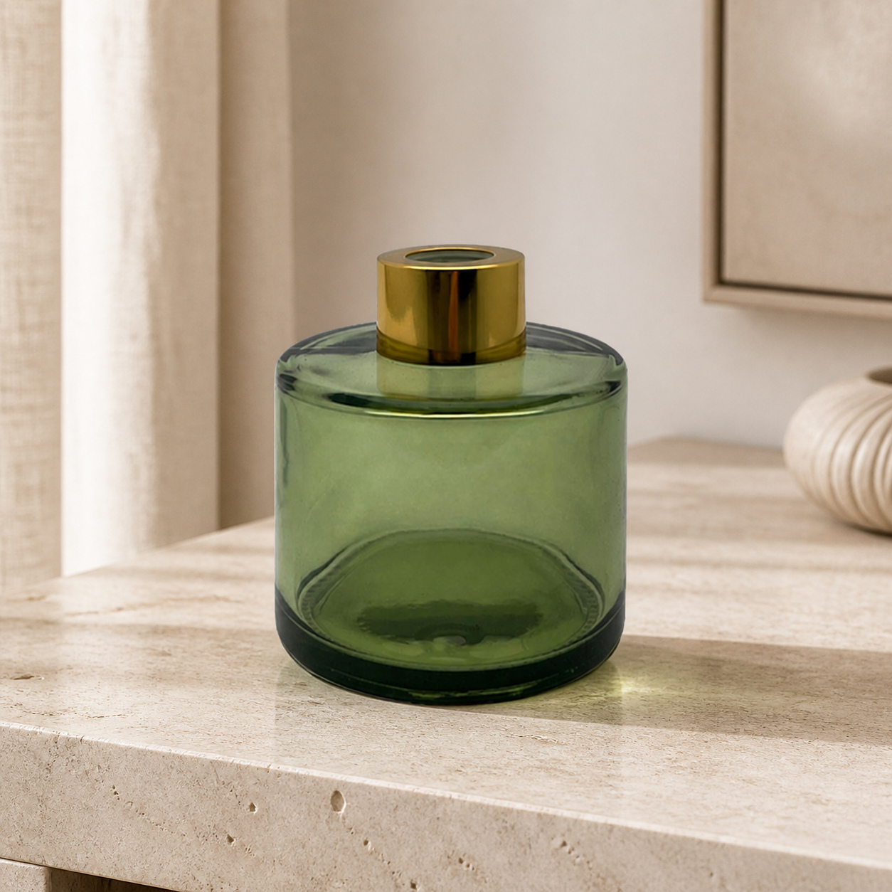 Dyfuzor zapachowy okrągły oliwkowy transparent 100 ml – gold – zdjęcie produktu