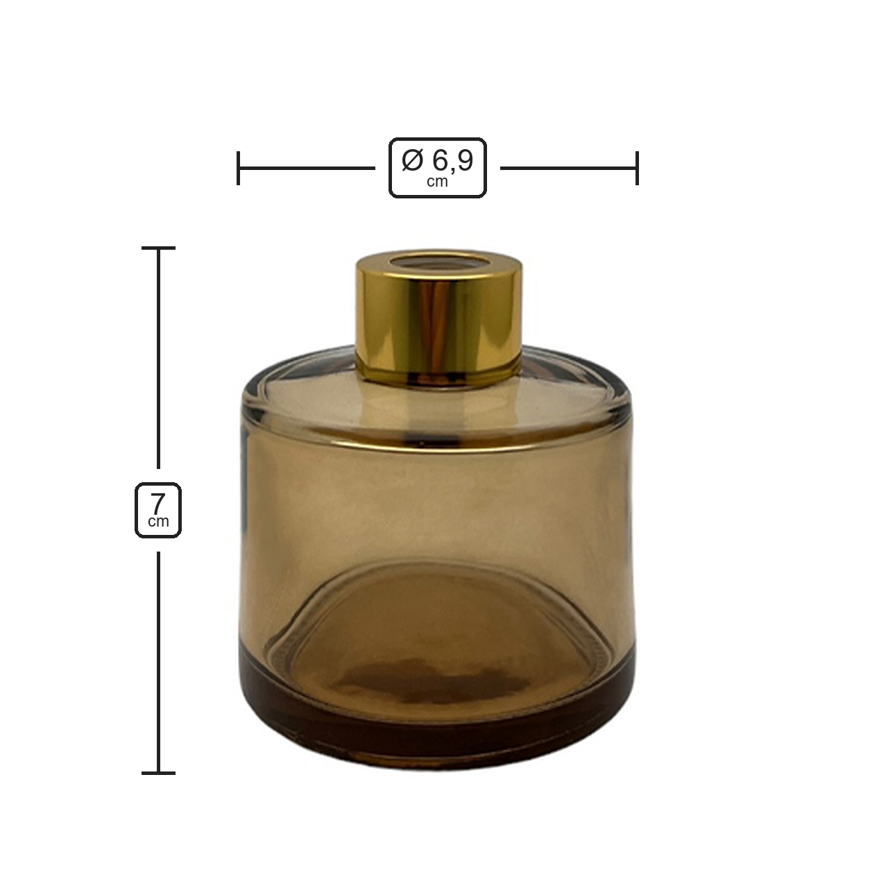 Dyfuzor zapachowy okrągły brązowy transparent 100 ml – gold – wymiary produktu