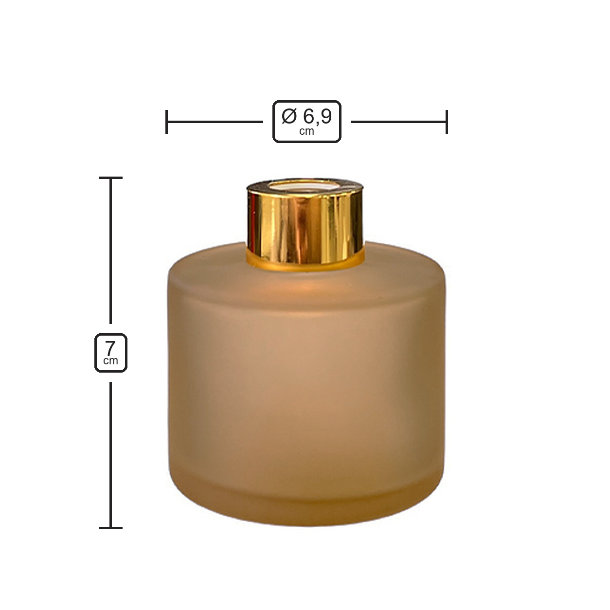 Dyfuzor zapachowy okrągły pomarańczowa satyna 100 ml – gold – wymiary produktu