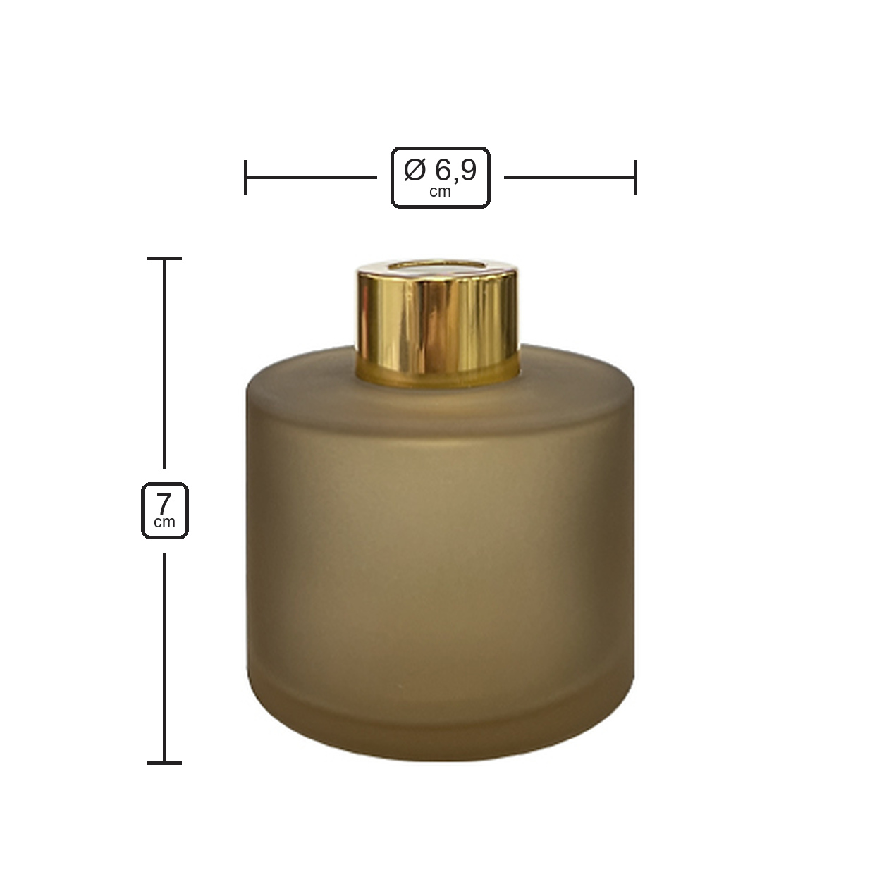 Dyfuzor zapachowy okrągły kawowa satyna 100 ml – gold – wymiary produktu