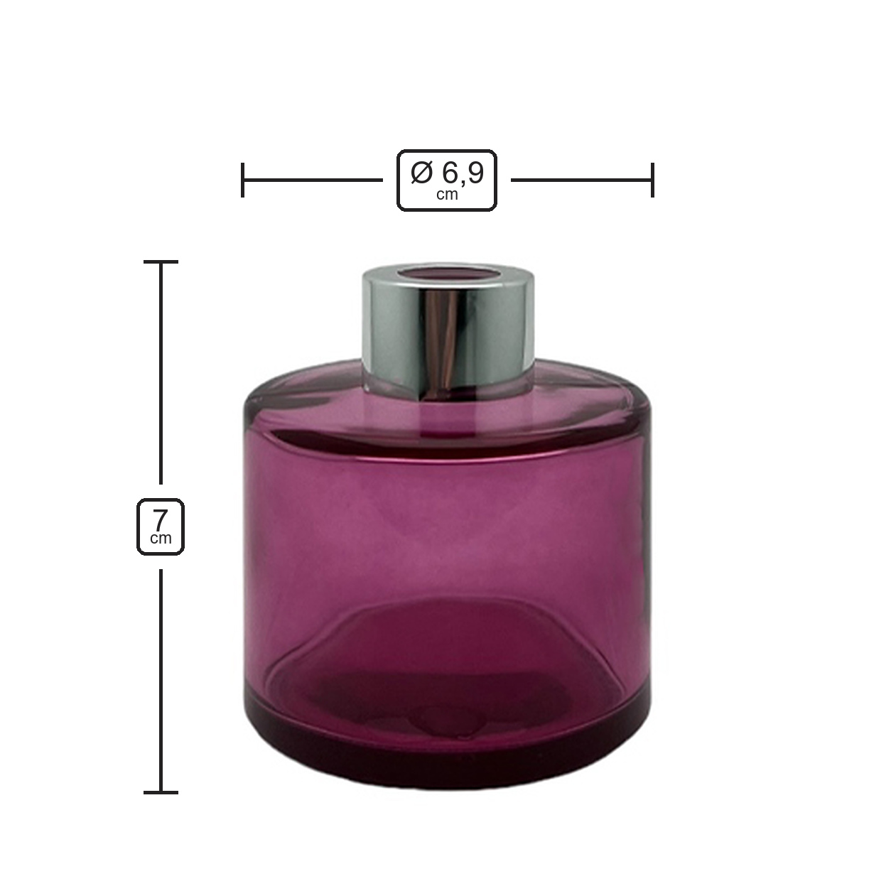 Dyfuzor zapachowy okrągły różowy transparent 100 ml – silver – wymiary produktu