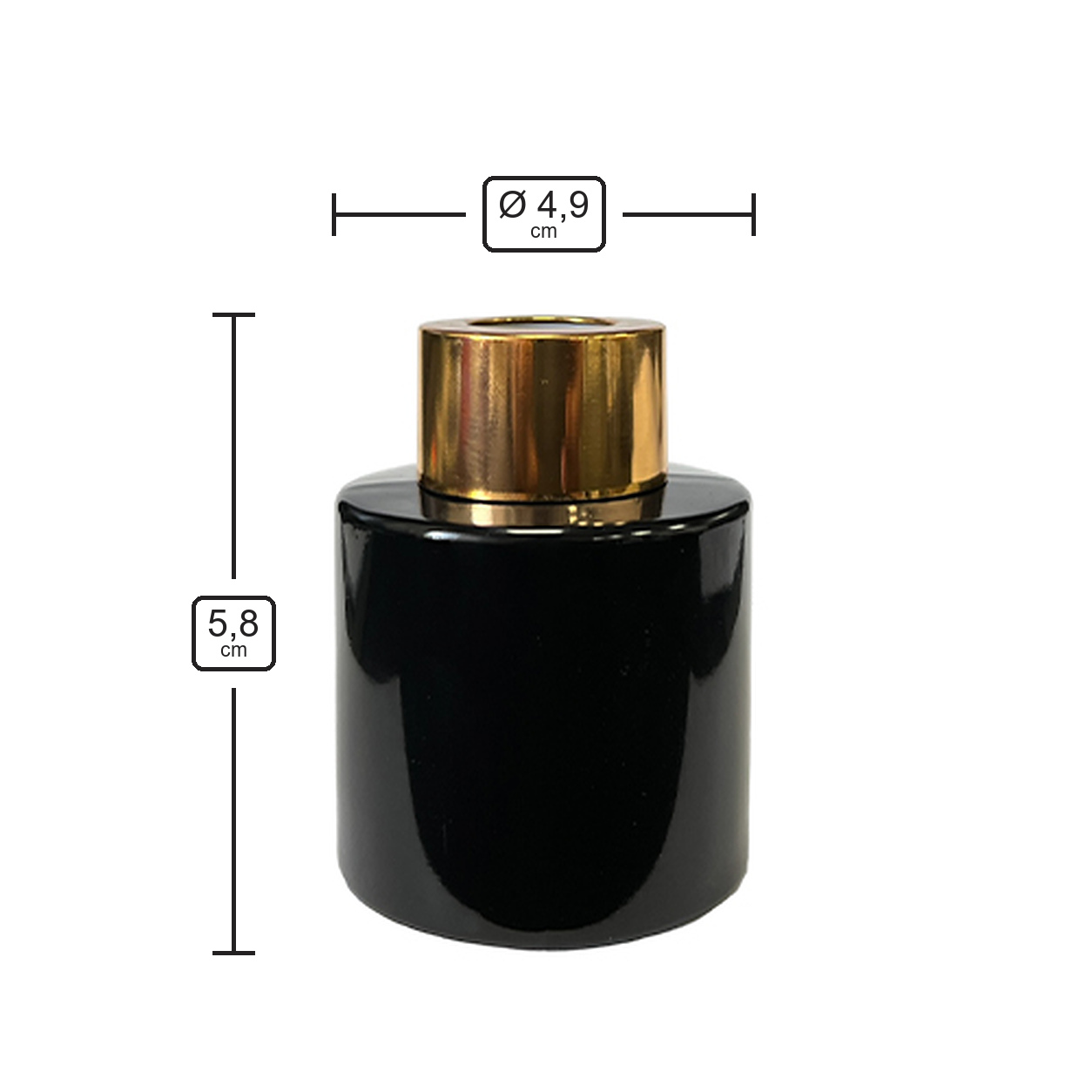 Dyfuzor zapachowy okrągły czarny błysk 50 ml – gold – wymiary produktu