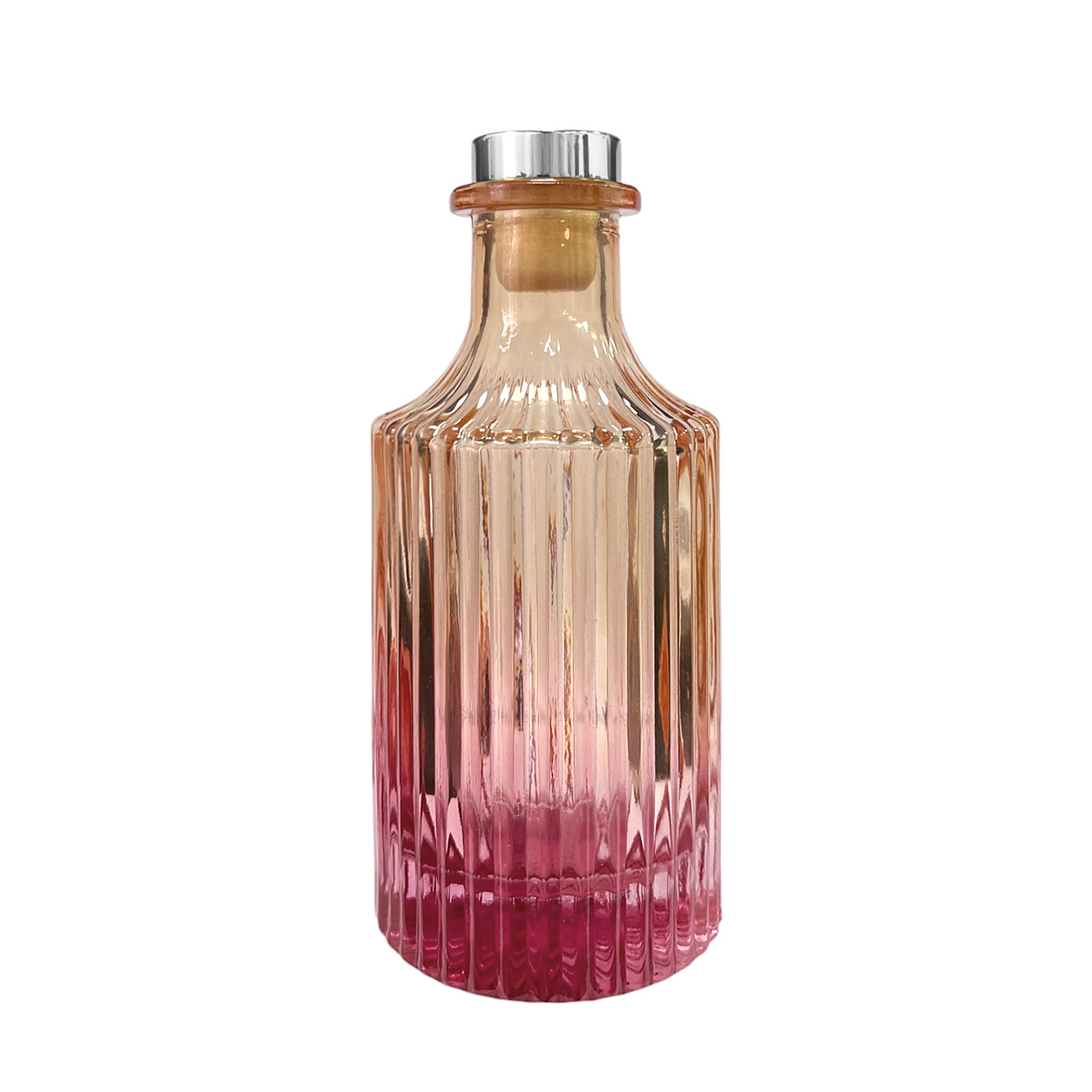 Dyfuzor ryflowany – Pomarańczowo różowy ombre 200 ml – silver – szkło do dyfuzora, widok produktu