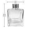 Dyfuzor zapachowy kwadrat 200 ml – silver – wymiary produktu