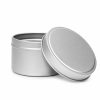 Pojemnik metalowy 67×46 mm srebrny do świec – widok produktu na białym tle