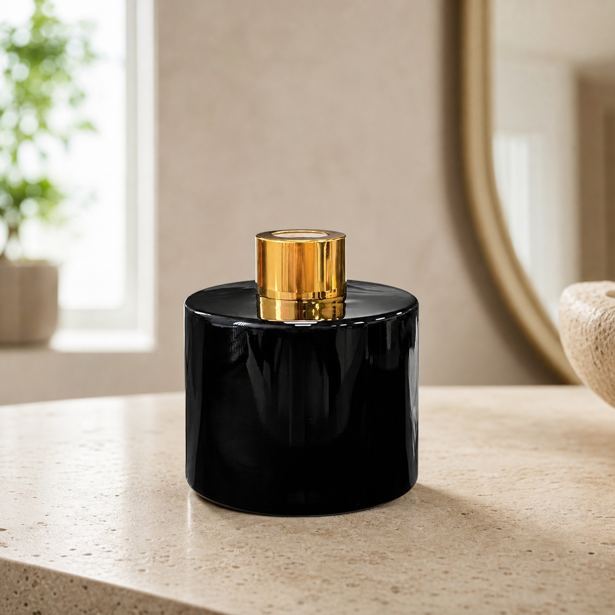 Dyfuzor zapachowy okrągły czarny błysk 150 ml – gold – zdjęcie produktu