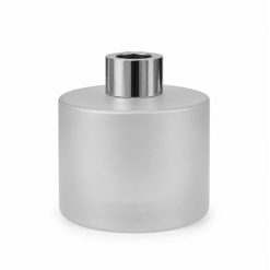 Dyfuzor zapachowy okrągły w efekcie satyny 200 ml – silver – szkło do dyfuzora, widok produktu